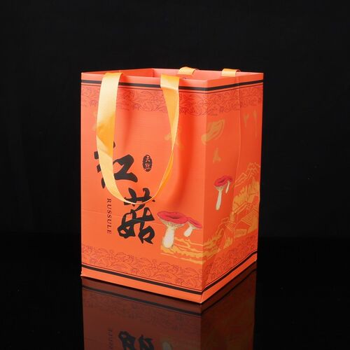 橙色红菇纸盒包装盒250克500克干货圆罐子礼袋送贴标礼品盒空盒子