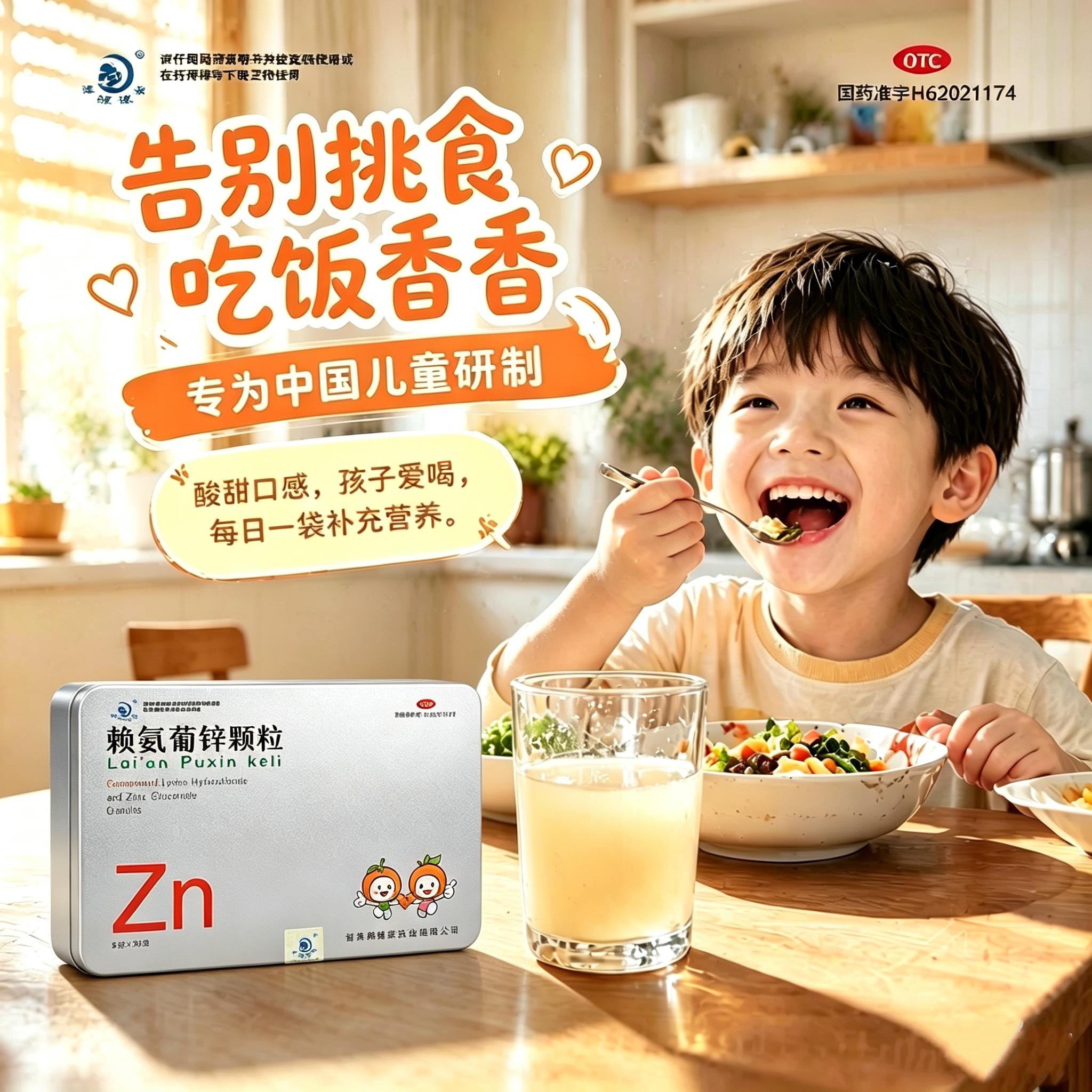 维尊精微修合赖氨葡锌颗粒30袋儿童婴幼儿孕妇补锌赖安赖氨酸锌