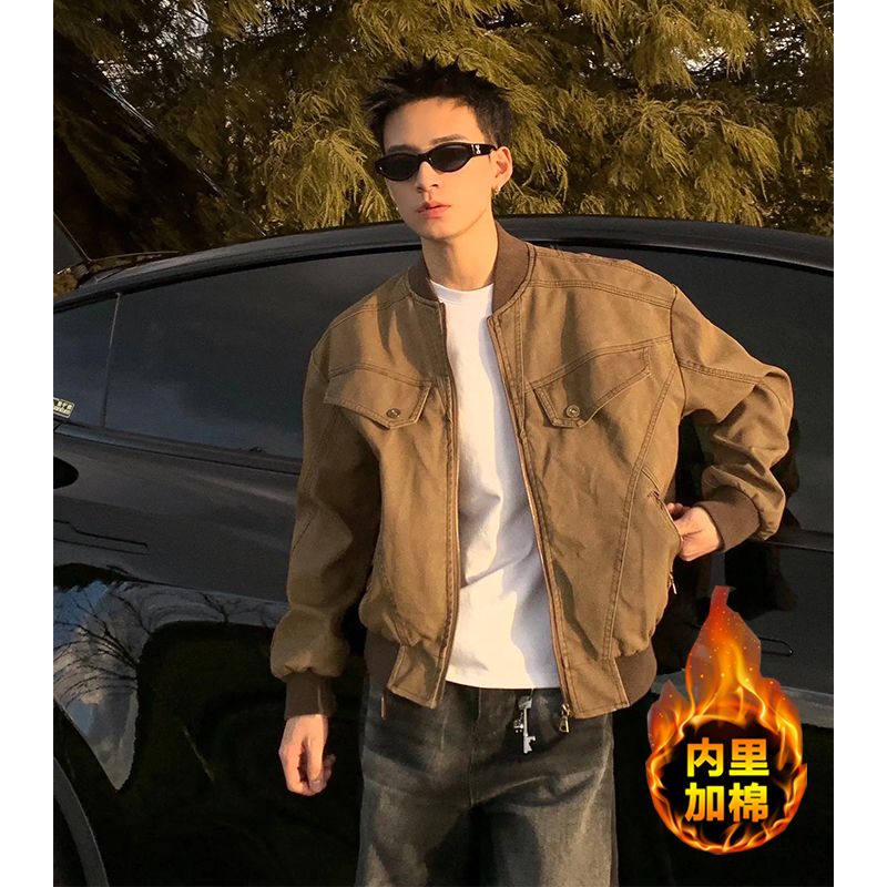 TWORED美式复古哈灵顿夹克潮高街cleanfit做旧解构设计感短款加棉