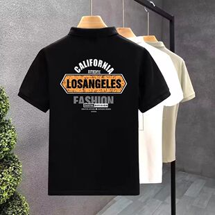 渣渣鹿ins轻熟风夏季新款修身短袖男Polo衫T恤半袖痞帅潮流印花潮