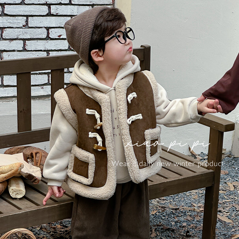 全棉纯棉男童加绒套装秋冬2025新款儿童装冬装衣服宝宝冬季卫衣马