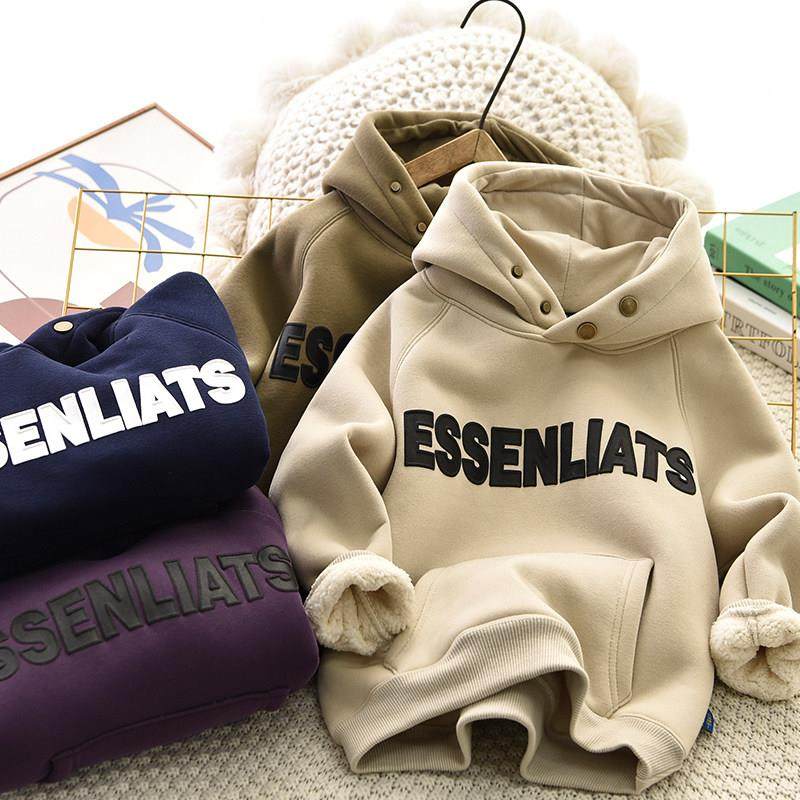 男童加绒羊羔毛卫衣冬季2025新款儿童加厚连帽字母潮牌潮洋派上衣