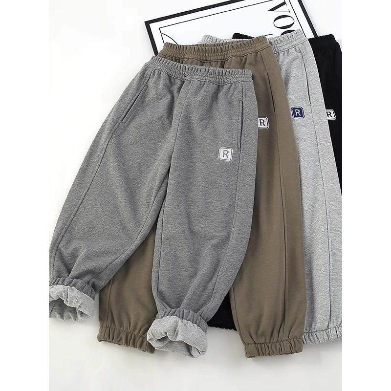 双层男童运动裤中大童保暖卫裤秋冬儿童纯棉内里针织休闲裤夹裤潮