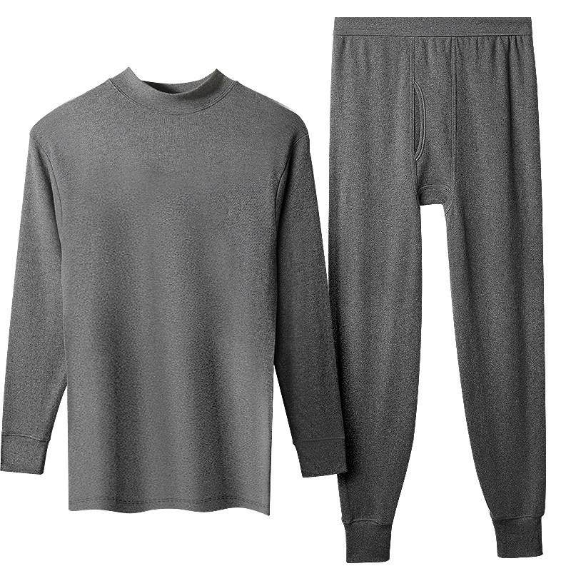 秋衣秋裤套装男士半高领纯棉毛衫薄款中老年保暖内衣男款全棉