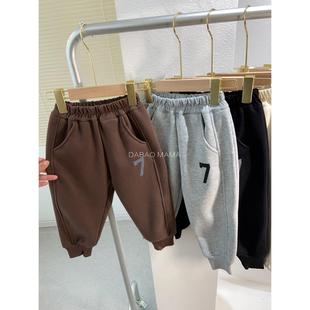 【店主推荐】冬季加绒休闲运动裤男童装儿童宽松小脚幼儿园加厚