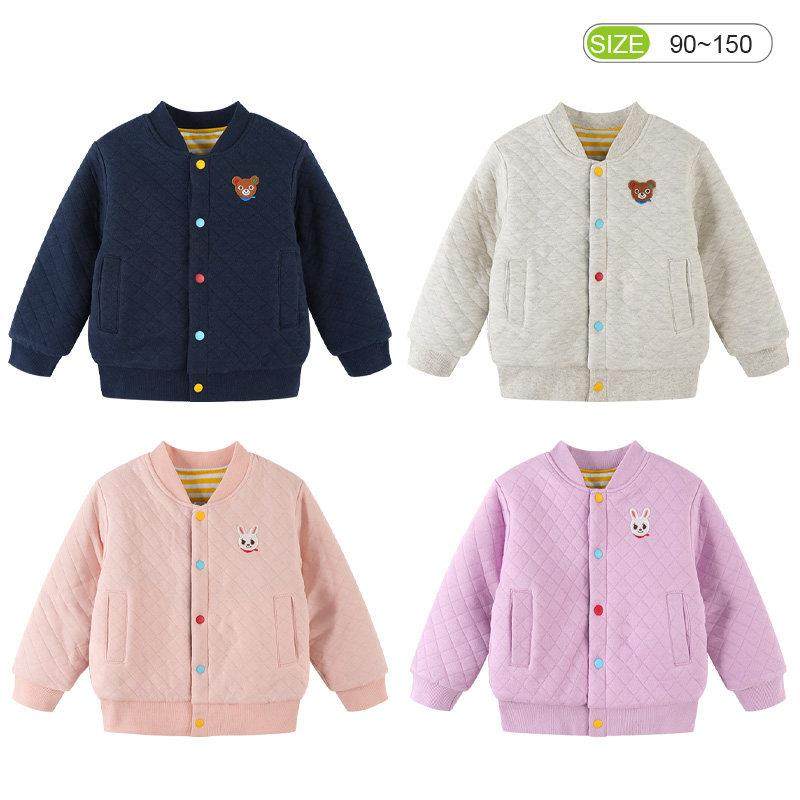 儿童铺棉外套外套秋冬季男童夹棉轻薄小棉袄女童加厚棒球服棉衣宝