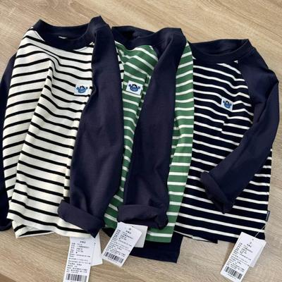 门店379！ER英国订单儿童春秋条纹纯棉T恤柔软洋气宽松打底衫上衣