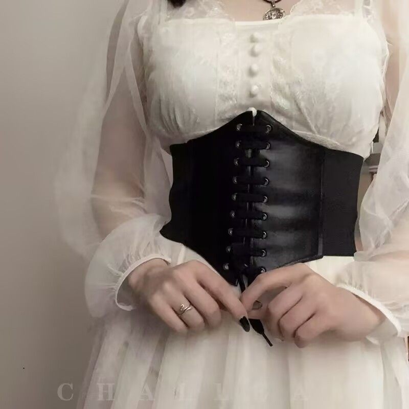 2025欧美时尚腰封装饰外搭黑色ins朋克风配衬衫西装腰带女穿束腰