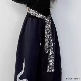 街舞新款自制爵士舞满天星屁帘舞蹈腰搭kpop腰巾配饰街舞潮流腰链