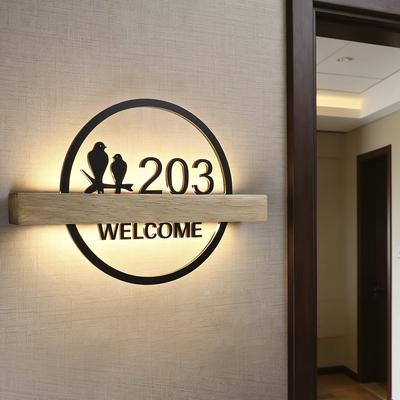 高档酒店客房民宿发光门牌定制