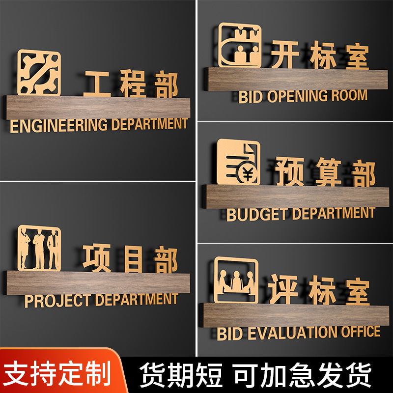 工程项目部办公室科室门牌定制做