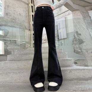 女童牛仔裤春秋款2025新款儿童裤子女孩喇叭裤洋派黑色微喇中大童