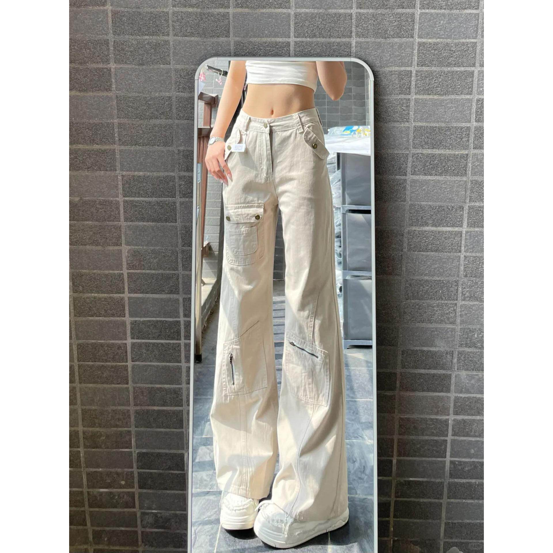 美式工装微喇牛仔裤女2025秋季大码胖mm高腰宽松不贴腿显瘦阔腿裤