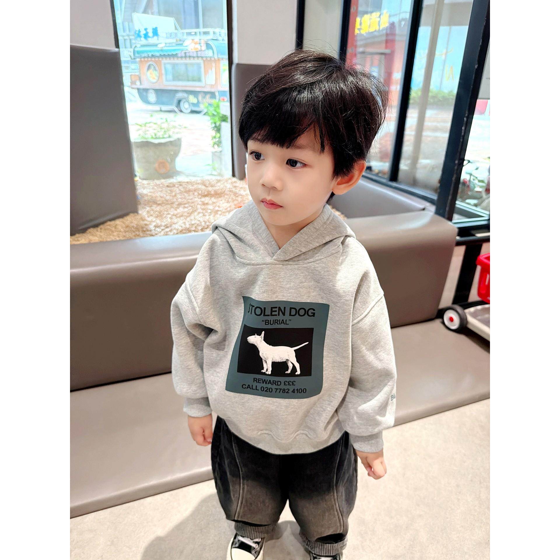 男童加绒卡通卫衣2025秋冬季韩版童装中小童宝宝一体绒连帽上衣