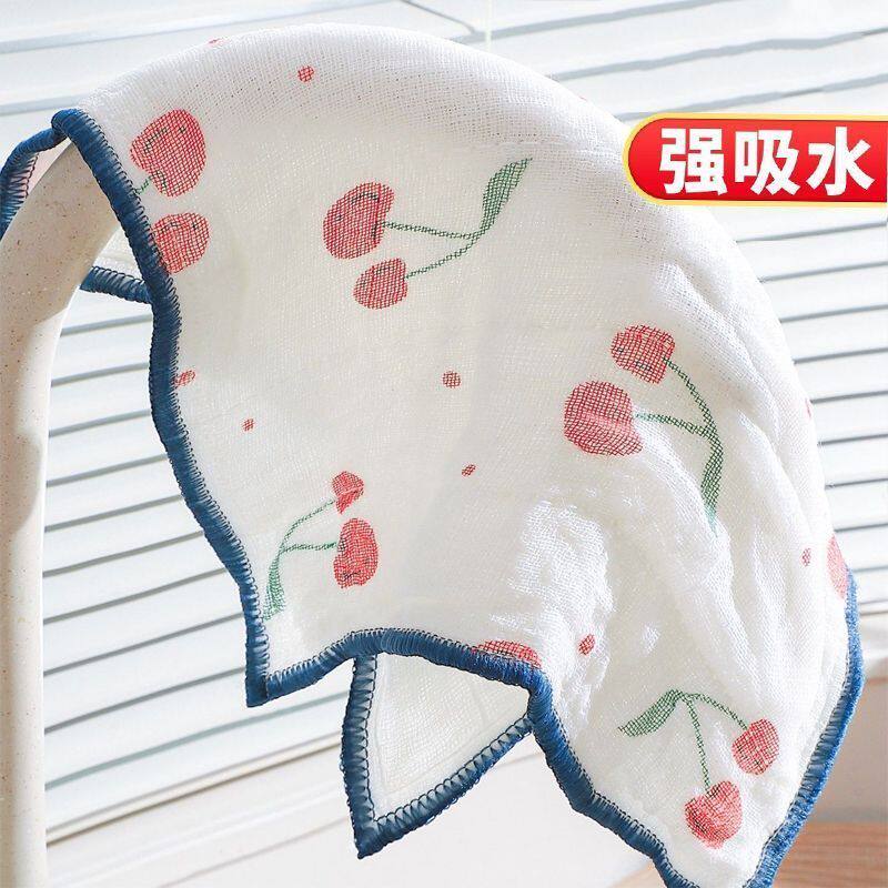 厨房洗碗布可爱樱桃木浆纤维抹布印花擦桌吸水油好清洗刷锅百洁布