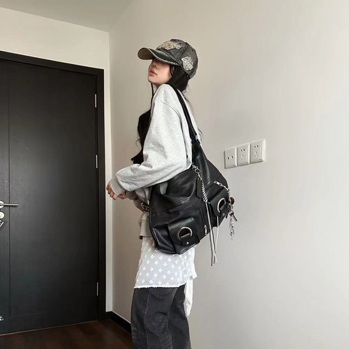 美式复古Y2K做旧大容量托特包