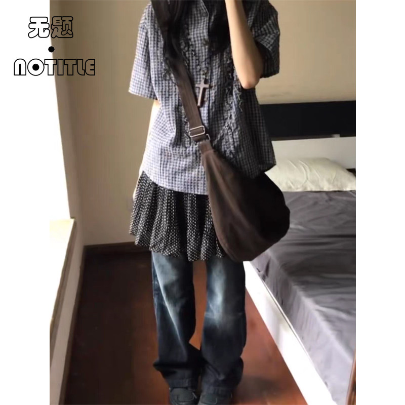 美式复古单肩斜挎饺子包大容量学院风大学生包包 无题notitle