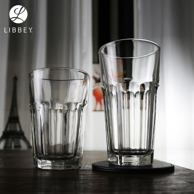 Libbey玻璃杯八角杯加厚大号啤酒奶茶冷饮杯杯必胜客商用耐热水杯 餐饮具 玻璃杯 原图主图