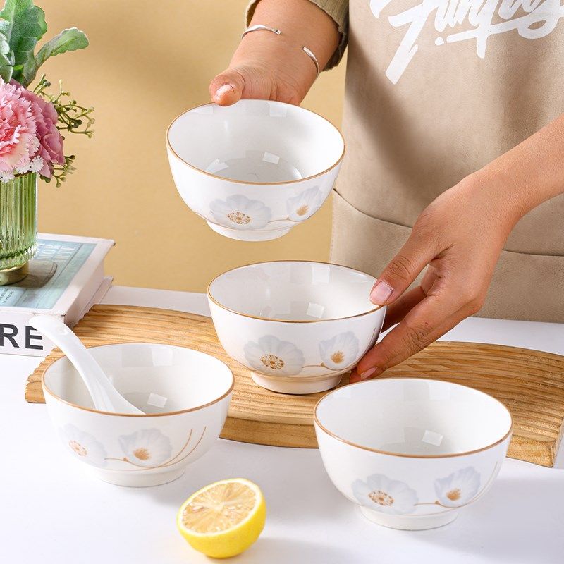 精选釉下彩印花陶瓷米饭碗4.5英寸碗家用小饭碗小汤碗可微波碗盘,餐饮具,碗,淘宝优惠券,粉丝福利购,淘宝优惠卷