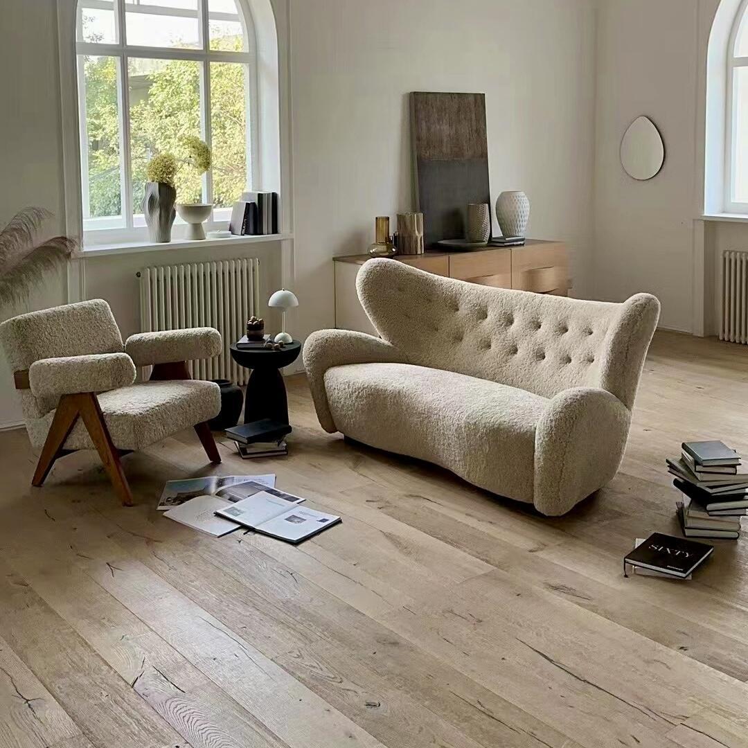 原始面锯痕素木色自然结疤侘寂风民宿出口意大利锁扣三层实木地板