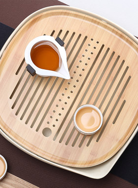 陶明堂密胺功夫茶盘家用简约茶具日式茶托圆形储水大小号干泡茶台
