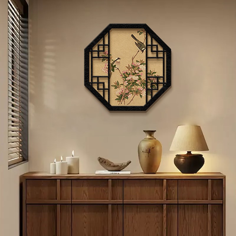 中古风玄关装饰画高级感客厅走廊过道挂画新中式茶室书房餐厅壁画