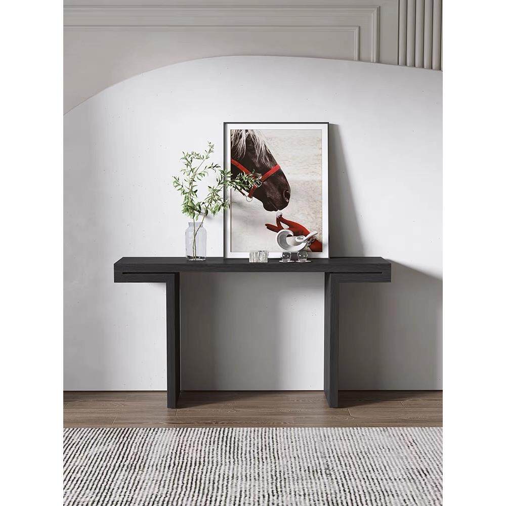 新中式实木白蜡木玄关桌靠墙简约现代轻奢入户玄关台极窄条案供桌