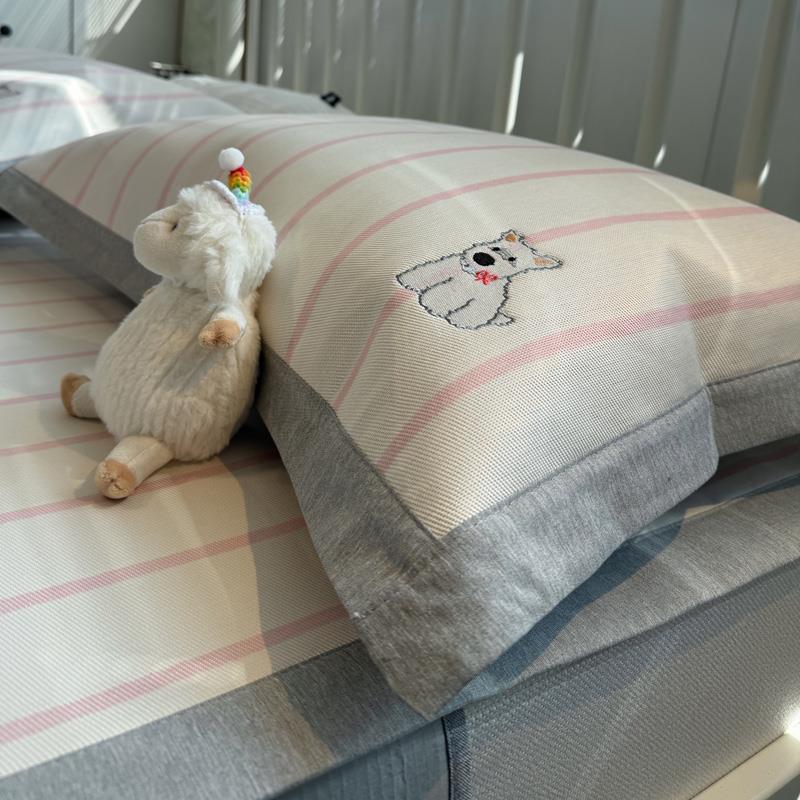 夏季凉感新款卡通粉条萌宠冰丝凉席三件套双人席空调席子软席1.5m