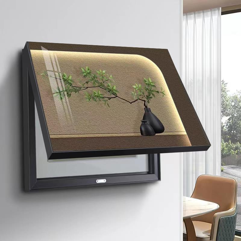 侘寂风电表箱装饰画弱电源总开关遮挡画免打孔多媒体盒配电箱挂画