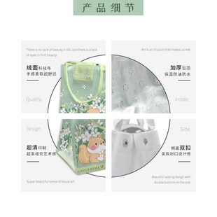 精选印你所想Xyutou便当包绿色2024新款手提帆布包保温大容量饭盒