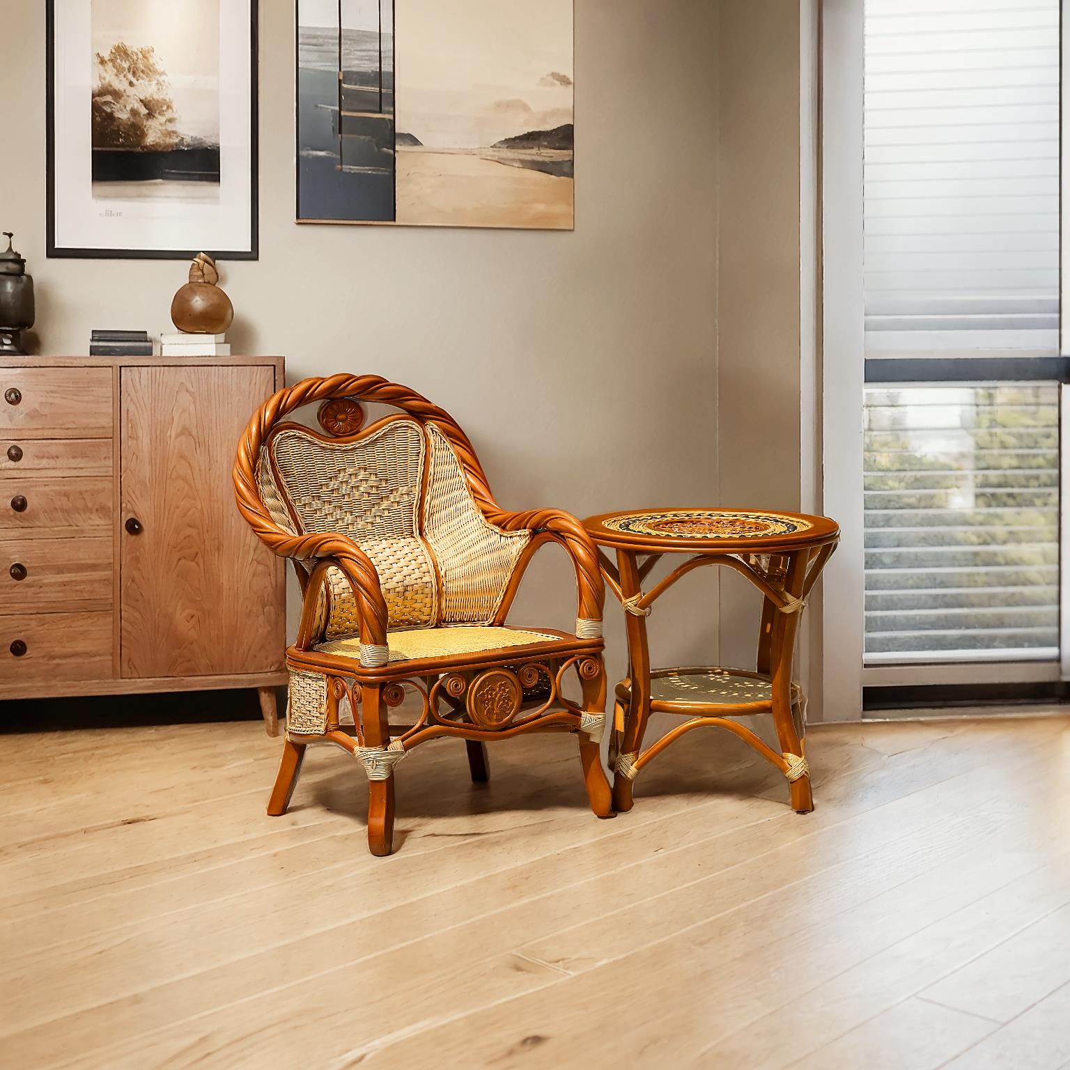 藤椅天然真藤厂家直销靠背儿童凳子单人家用老年人阳台藤编小滕椅