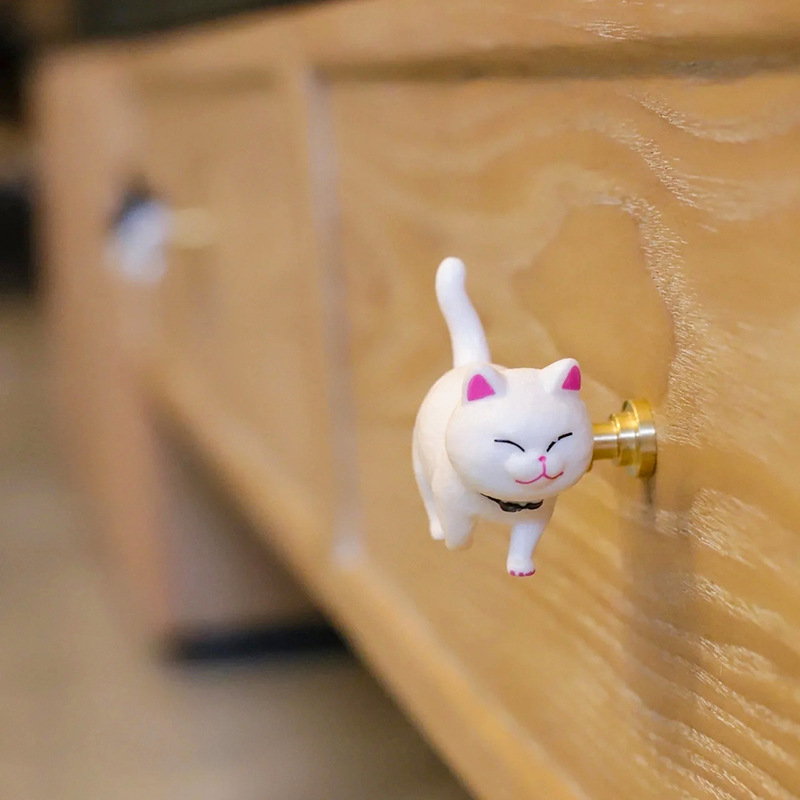 轻奢黄铜树脂儿童房可爱猫猫拉手
