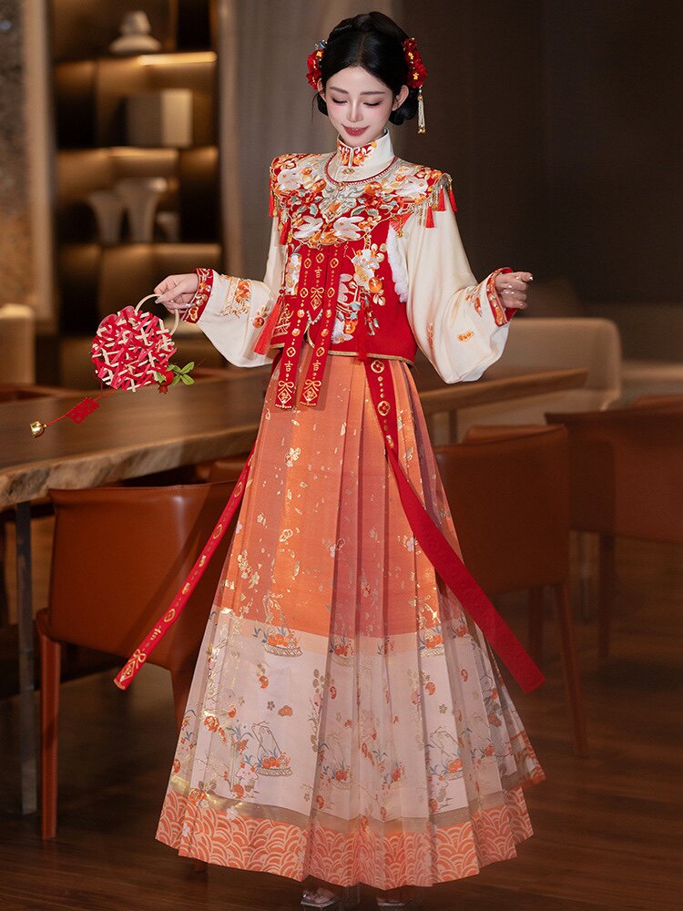 明制汉服婚服2025新款中式嫁衣新娘结婚冬马面裙小个子出阁礼服图片
