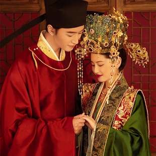 嫁衣 中式 汉服秀禾服新娘嫁衣宋制婚礼服汉式 龙凤褂凤冠霞披中式