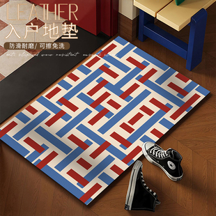 中古风高级感入户门地垫耐脏可擦免洗pvc进门皮革地毯脚垫可裁剪