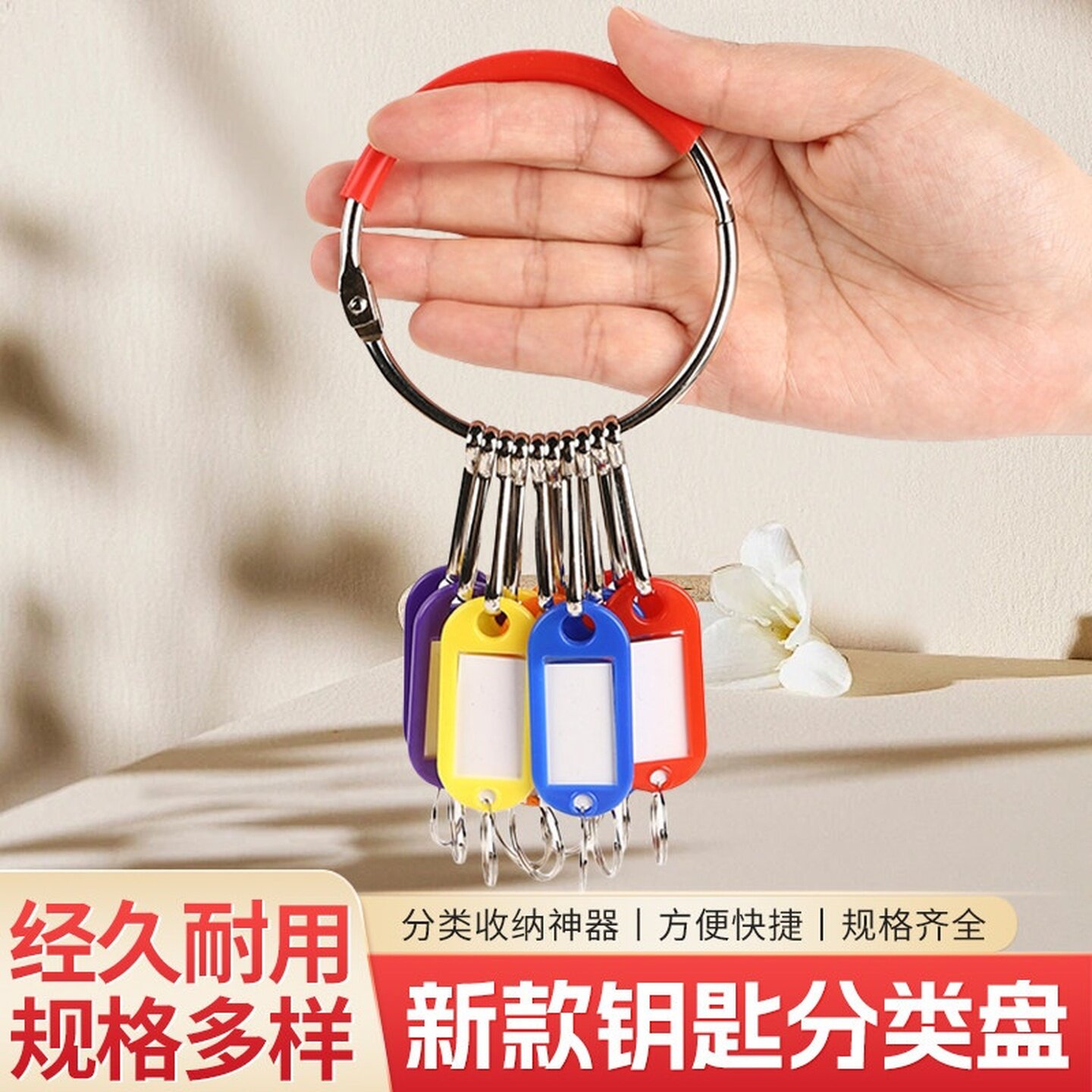 钥匙串钥匙盘扣大圈环收纳神器包租婆锁匙分类标签牌可标记租房用