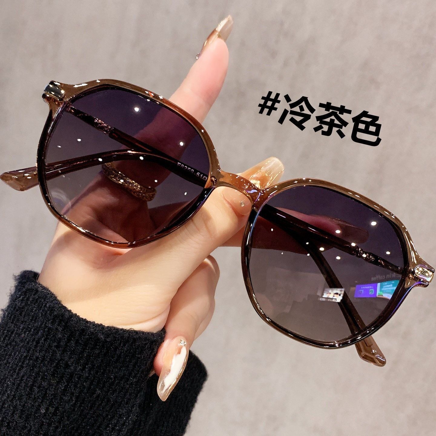 偏光防紫外线墨镜女款2026圆框高级感适合小脸专用近视太阳镜圆脸