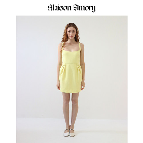 Maison柠檬黄迷你连衣裙