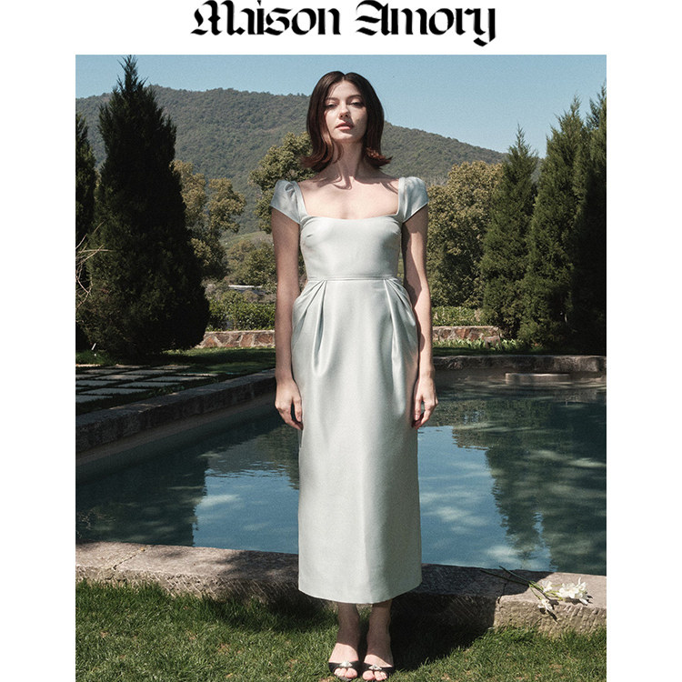 MaisonAmory浅蓝及踝连衣裙