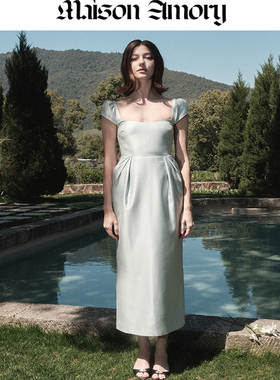 贝尔蒙特·浅蓝及踝连衣裙The Bellmont Dress Maison Amory