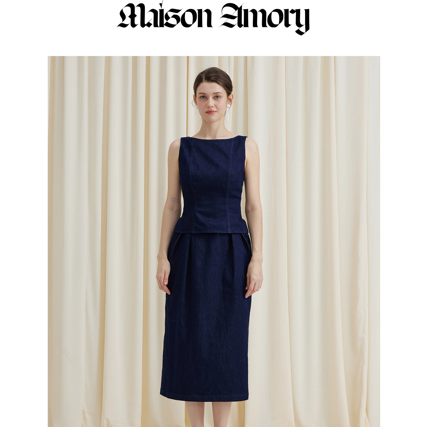 度假系列|宽吊带 胸前绑带 白色纯棉上衣 Maison Amory