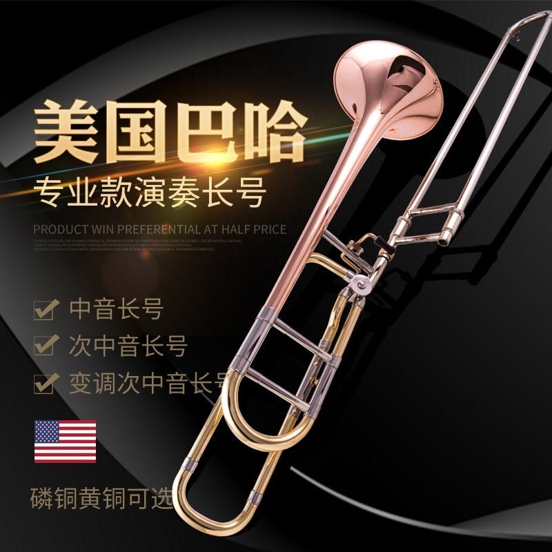 美国巴哈降B调中音长号乐器降B-F调变调次中音拉管号初学考级
