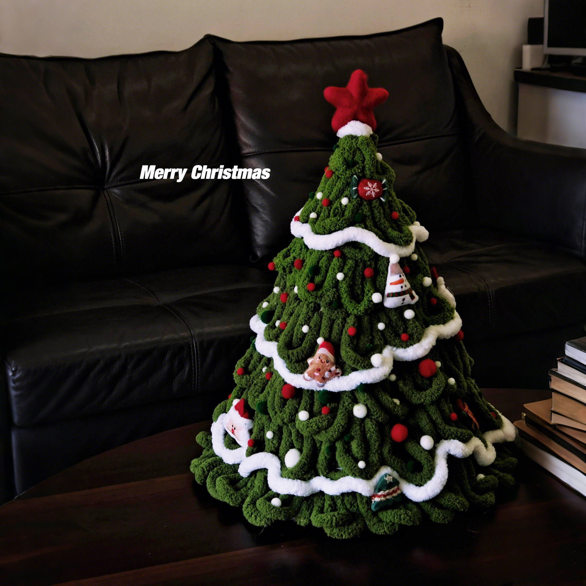 超简单圣诞树猫尾巴线diy装饰品客厅挂件高弹毛球节日氛围感布置