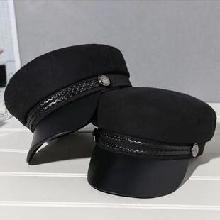 贝雷帽秋冬款 日系英伦八角帽百搭潮款 时尚 休闲平顶海军帽 网红韩版