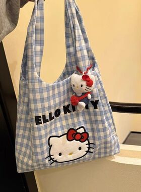 可爱风kitt帆布包手提袋单肩斜挎包夏季百搭通勤大容量新款挎包