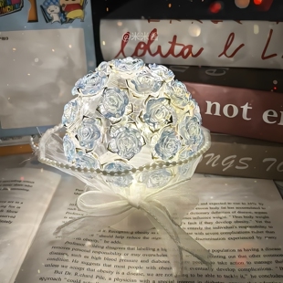 【七夕礼物】碎冰蓝玫瑰花小夜灯手工diy材料包送女朋友浪漫礼物