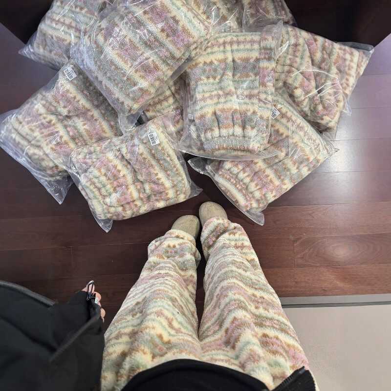 可爱睡裤女家居裤冬毛绒暖暖裤