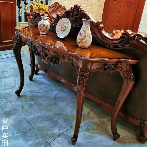 美式玄关柜桌子靠墙欧式轻奢风门厅奢华半圆置物架新中式条案供桌