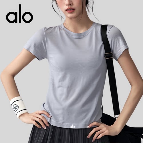 AIo 瑜伽服短袖莱赛尔羊毛运动上衣修身显瘦速干透气训练健身T薄