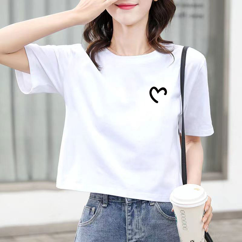 小个子纯棉短袖t恤女短款上衣图片